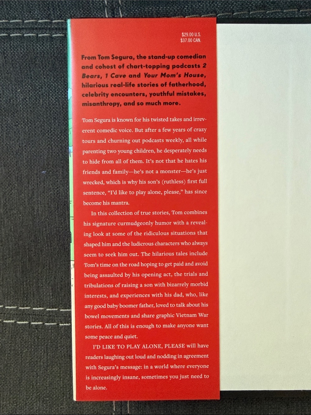 I'd Like to Play Alone, Please: Essays by Tom Segura Hardcover Book read once - Picture 3 of 5